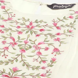 Poshak Hub Women Off White & Maroon Ethnic Motifs Yoke Design Thread Work Kurta image 2