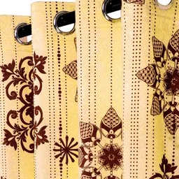 ROMEE Beige & Green Floral Velvet Room Darkening Door Curtain image 3