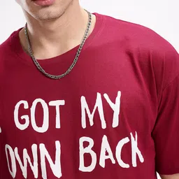 Kook N Keech Men Printed Drop-Shoulder Sleeves Oversized Pure Cotton T-shirt image 4