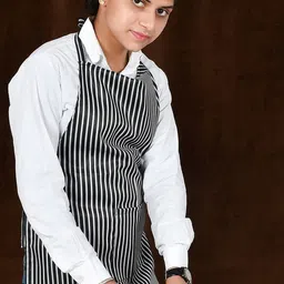 Kuber Industries Pack Of 3 Black & White Striped Cotton Aprons With Pocket image 3