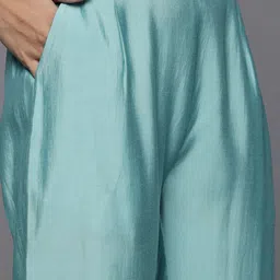 Varanga Women Blue Ethnic Motifs Embroidered Sequinned Kurta with Trousers & With Dupatta image 2