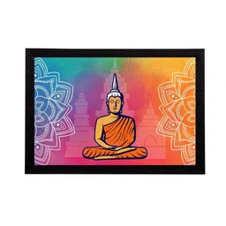 eCraftIndia Set Of 3 Blue & Pink Meditating Lord Buddha Satin Matt Texture UV Art Painting image 2