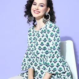 all about you Floral Printed Flared Sleeves Pure Cotton Kurti image 3