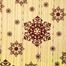 ROMEE Beige & Green Floral Velvet Room Darkening Door Curtain image 2