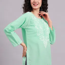 PARAMOUNT CHIKAN Ethnic Motifs Embroidered Chikankari Chikankari Kurti image 5