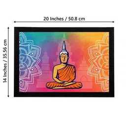 eCraftIndia Set Of 3 Blue & Pink Meditating Lord Buddha Satin Matt Texture UV Art Painting image 3