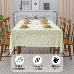 Kuber Industries Cream-Coloured Ethnic Motifs Printed Cotton 6-Seater Table Cover image 4