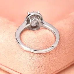 Rubans Rhodium Plated Oval Cut Cubic Zirconia Studded Adjustable Ring image 3