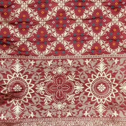 Leeza Store Maroon & Golden Ethnic Motifs Zari Fusion Bandhani Saree image 4