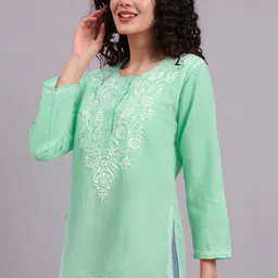 PARAMOUNT CHIKAN Ethnic Motifs Embroidered Chikankari Chikankari Kurti image 2