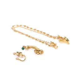 JEWELS GEHNA Set of 3 Gold-Toned CZ Studded & Beaded Nose Pins image 4