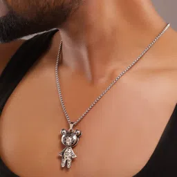 The Roadster Lifestyle Co. Men Silver-Plated Contemporary Pendants with Chains-picture-31