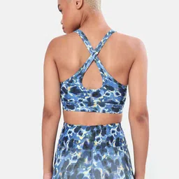 cult Cultsport Blue & Black Printed Lightly Padded Moisture Wicking Sports Bra image 4