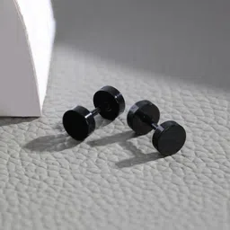 Priyaasi Men Black Circular Studs Earrings-picture-30