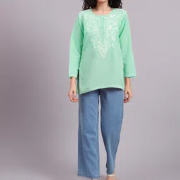 PARAMOUNT CHIKAN Ethnic Motifs Embroidered Chikankari Chikankari Kurti image 4