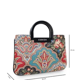 ESBEDA Multicoloured Ethnic Motifs Printed PU Structured Handheld Bag image 3