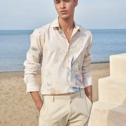 Mufti Slim Fit Long Sleeves Spread Collar Cotton Opaque Printed Casual Shirt-picture-37