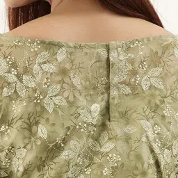 Ethnovog Women Olive Green Floral Printed Straight Kurta image 5