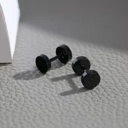 Priyaasi Men Black Circular Studs Earrings-picture-11