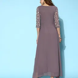 Kvsfab Floral Embroidered Georgette Maxi Dress image 5