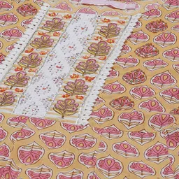 Amirah s Women Mustard Yellow Ethnic Motifs Printed Cotton Kurta with Trousers & Dupatta image 2