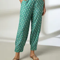 fusion Women Bandhani Print Relaxed Fit Pants image 1
