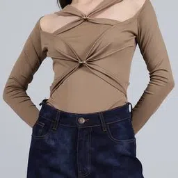 Shein Full Sleeve Cut-Out Twisted Front Bodysuit-picture-26