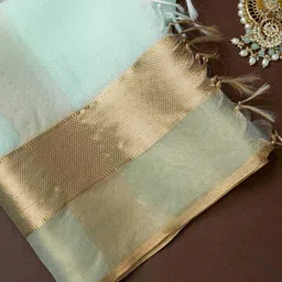 soch Women Striped Dupatta with Tassels image 2