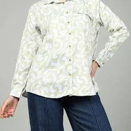 Shein Spread Collar Abstract Print Chest Pocket Shirt-picture-27