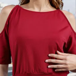 Shein Party Cold-Shoulder Sleeves Ruched Mini Bodycon Dress image 4