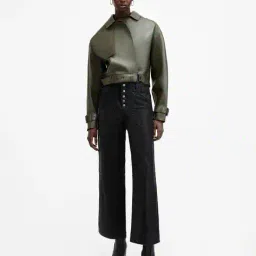 all saints Ophelia Cropped Bonded Leather Jacket image 4