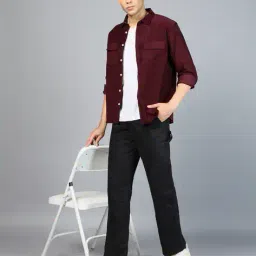 Shein Spread Collar Corduroy Shirt With Chest Pocket image 5