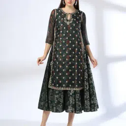 avaasa set Women All-Over Print Fit & Flare Dress image 1