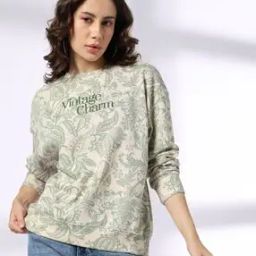 dnmx Women Tropical Print Boxy Fit Crew-Neck Sweatshirt-picture-2