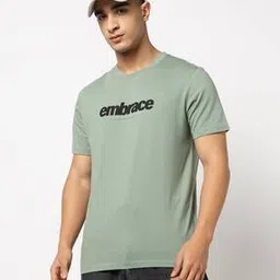 yousta Men Typographic Print Relaxed Fit Crew-Neck T-Shirt-picture-23