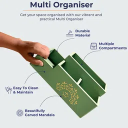 bambaise Pista Green Premium MDF Multi Organiser with Mandala Art image 4