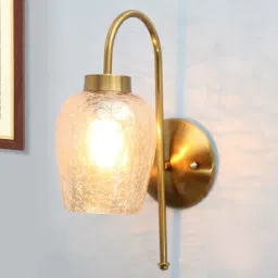 shree kala home decor Vintage Gold Pearl Drop Wall Sconce with Crackled Glass-picture-36