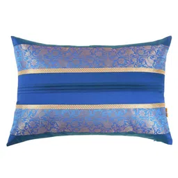 Blue Brocade Textured 12 x 18 Inches Cushion Cover By (Set Of 2) By ANS image 2