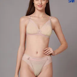 AROUSY Pack Of 2 Lace Detail Non Padded Bra & Mid-Rise Bikini-picture-25