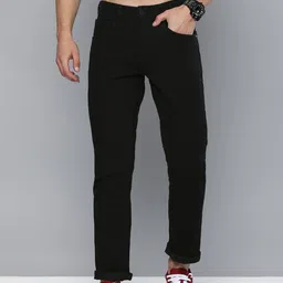 HERE&NOW Men Black Regular Fit Clean Look Mid Rise Stretchable Jeans-picture-35