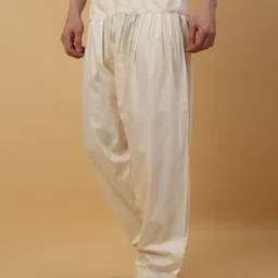 kraft india Men's Silk Blend Beige Elastic Waistband Patiala Salwar For Kurta image 3