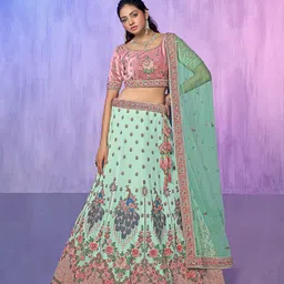 Fusionic Embroidered Thread Work Semi-Stitched Lehenga & Unstitched Blouse With Dupatta-picture-17