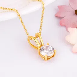 GIVA Sterling Silver Gold-Plated CZ-Studded Pendant With Chain-picture-45