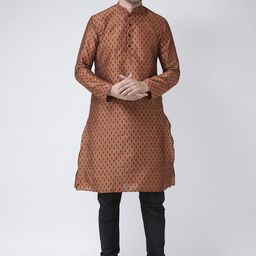 DEYANN Men Ethnic Motifs Printed Dupion Silk Kurta with Churidar-picture-16