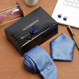 MUTAQINOTI Men Floral Self Design Silk Necktie Accessory Gift Set-image-50
