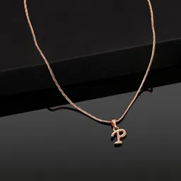 Estele Rose Gold-Plated Initial P Pendant With Chain-picture-14