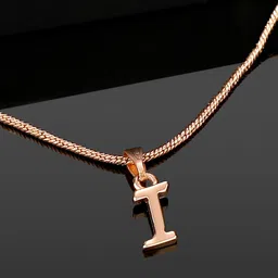 Estele Rose Gold-Plated Initial I Pendant With Chain-picture-12