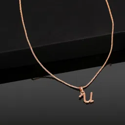 Estele Rose Gold-Plated Initial U Pendant With Chain-picture-45