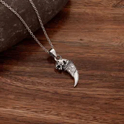 GIVA Men 925 Sterling Silver Silver-Toned Pendant With Chain-picture-10