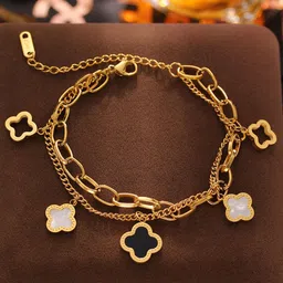 Jewels Galaxy Gold-Plated Mother of Pearl Wraparound Bracelet-picture-30